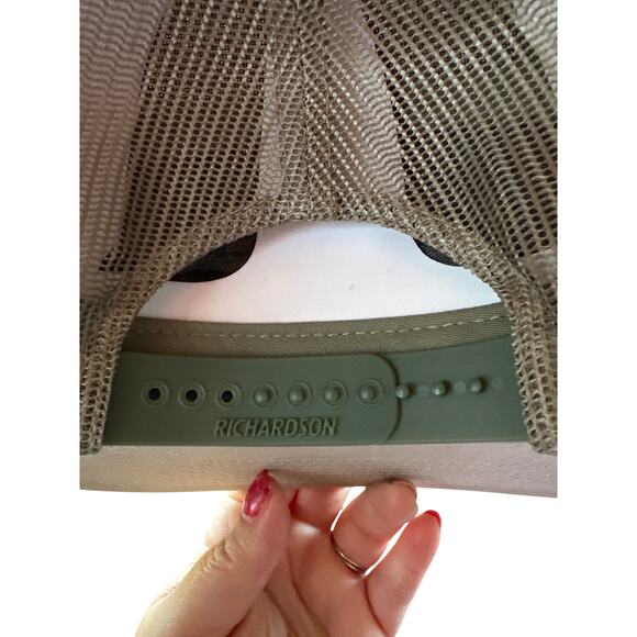 Gen X Trucker Snap Back Hat Raised Outside Flat Bill Richardson Mesh Cap Olive - Picture 6 of 6